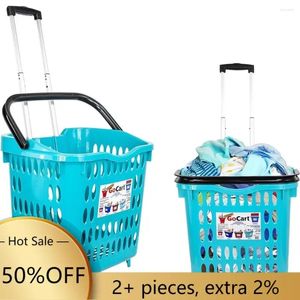 Laundry Bags Bigger GoCart Grocery Cart Rolling Shopping Basket On Wheels Hamper With Handle Cleaning Caddy Trolley Teal