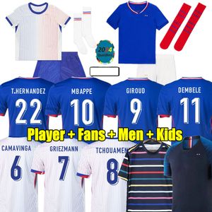 MBAPPE 2024サッカージャージーファンプレーヤー24 25 Griezmann French Club Full Sets Giroud T. Hernandez 2025 Maillot de Equipe Maillots Kids Kit Men Football Shird Women