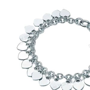 Coppie Braccialetti a catena spessa Gioielli Sterling Sier Marchi di stilisti Classico Etichetta famosa Bracciale fai da te Etichetta multicuori Abbigliamento con scatola Marchio Ritorno T Amore