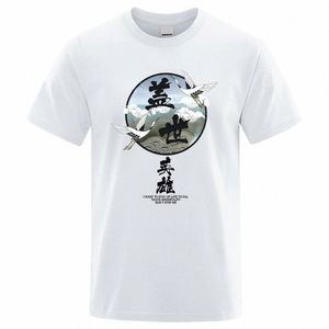 Heroes of Earth Chinese Charakter Style T -koszule Men High Quality Oversize T Shirt Lose Letni Tee Ubrania Casual Cott Tops 50re#