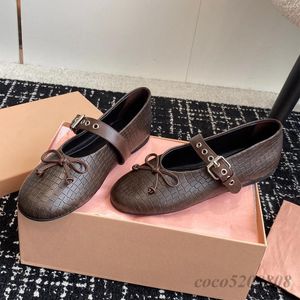 Casual Shoes Spring Autumn Women Fashion Mary Jane äkta läderballettlägenheter Bow-Knot Buckle Loafers