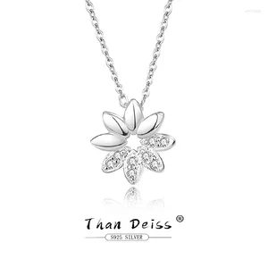 Pendants Summer 925 Sterling Silver Daisy Necklace Women Korean Style Ins Fashion Shiny Cute Flower Pendant Chain Set Fine Jewelry