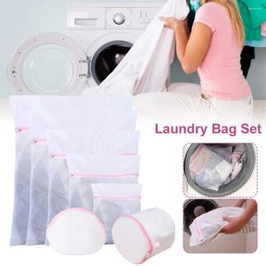 Tvättväskor 7 Storlek med dragkedja Mesh tvättväska vikbara förtjockade underkläder strumpor för tvättmaskiner vårdtillbehör