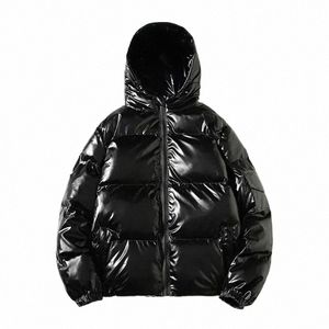 winter Solid Glossy Parkas Men Thick Hooded Jacket 2023 New Warm Harajuku Coat Male Casual Zipper Jackets Windproof Outwear p5iY#