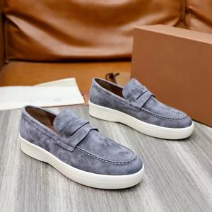 24S Charms Summer Walk Men's lp Dress Shoes Travis Loafers Flat Low Top Suede Cow Leather lore Moccasins Rubber Sole Walking Sports Casual Piana Shoe Box EU38-46