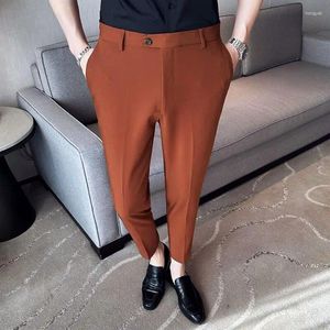 Pantaloni da uomo 2024 Primavera Estate Moda Casual Coreano Tinta unita Business Slim Fit Abito da uomo Pantaloni alla caviglia sociali da ufficio formali