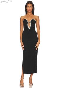 Grundlegende Freizeitkleider Neu eingetroffen Ligth Perlen Bandagen Kleid Frauen Sexy Elegante trägerlose rückenfreie, figurbetonte Kleidung Promi-Party-Abend yq240328