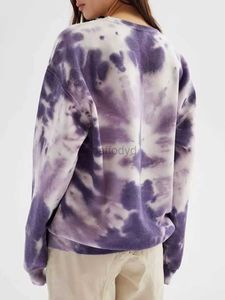 Damen Hoodies Sweatshirts Damen Herz Tie Dye Print Sweatshirt Langarm Rundhalsausschnitt Y2k Pullover Tops 24328