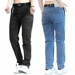 2023 novos homens magros jeans estiramento magro multi bolso fi designer denim calças masculinas roupas de marca calças streetwear z12f #