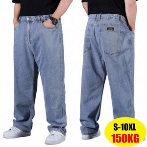 10xl calças de brim oversize homens fi streetwear plus size cott calças jeans soltas calças casuais carga respirável grandes calças gordas p27g #