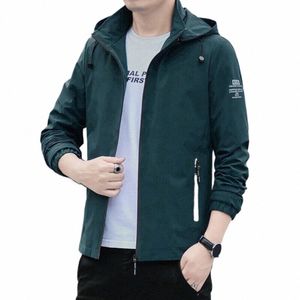 autumn Thin Coat Men's Detachable Hood Windbreaker Secure Zipper Pocket Sleek Fit Coat Male Accories v0bd#