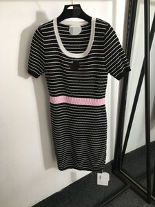 326 XL 2024 Milan Runway Dress SPring Summer Short Sleeve Black Pink Mid Calf Brand Same Style Womens Dress Fashion High Quality 20241410