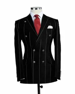 Mäns dubbelbröst blazer och byxor sätter formella pantsuits kväll bröllop tuxedo fast färg ny stil 2 st j64l#