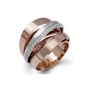 Creative Multi-Layer Twining rostfritt stål bröllopsringar för kvinnor Vintage Rose Gold Silver Color Engagement Ring Jewelry2133