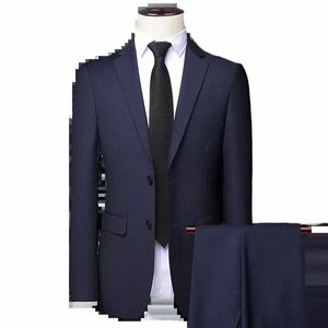 men's boutique high-end suit two-piece busin casual office dr wedding banquet social dance casual suit jacket+pants M6en#