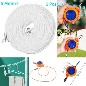 2024 8M Non-Perforated Clothesline Retractable Portable Travel Drying Rack Outdoor Camping Windproof Portable Hanging Rack Clothing