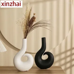 Vase Boyouwhite Black Twisted Ceramic Nordic Minimalist Abstract Ornament Office Desktop Bookshelf Decoration House Table