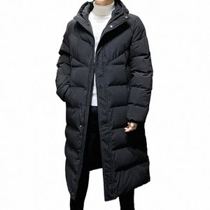 Winter Koreanische Fi LG Parkas für Männer Casual Verdickte Warme Männliche Cott Kleidung Hohe Qualität Winddicht Männer Mit Kapuze Jacken 35WA #