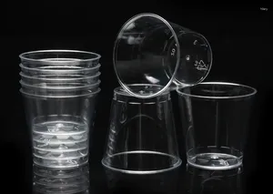 Tek kullanımlık fincan pipetler 50pcs/30ml plastik su bardağı şeffaf kalınlaşma doğum günü partisi içecek bar viski şarap restoranı kahve kupa