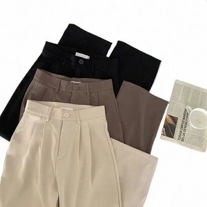 high Waist Women Suit Pants Fall Straight Office Ladies Korean Fi Trousers Casual Butt Loose Female Black Pants New F5Fj#