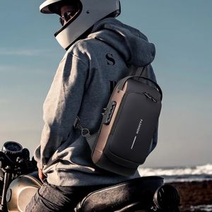 Polarshe antyteft USB Torby klatki piersiowej wielofunkcyjna męska torba na ramię Crossbody Pakiet podróży motocykl 240326