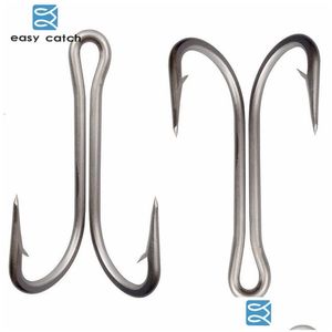 Fishing Hooks 20Pcs Stainless Steel Double Big Strong Sharp Fish Hook Size 4/0 5/0 6/0 7/0 8/0 9/0 230630 Drop Delivery Dhwkz