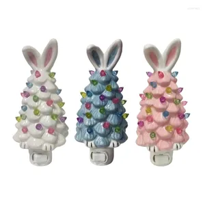 Party Decoration LED Ceramics Figurine Easter Ornament Festival Room Decors Light Up Supply