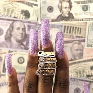 Vishowco Anpassat namn Ring Gold Personlig rostfritt stål Hip Hop Women Fashion Letter For Gift 2207262655