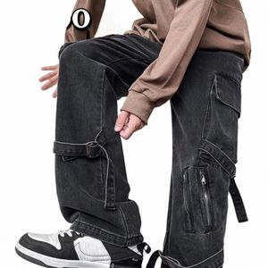 delle donne degli uomini Y2K vestiti Jeans Abbigliamento Cargo Pant gamba larga svasato pantaloni in denim Streetwear Baggy Jeans pantaloni dritti per gli uomini J5G8 #