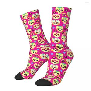 Herrensocken Dia De Muertos Muster Rosa Totenkopf Skelett Männliche Herren Damen Herbststrümpfe Hip Hop