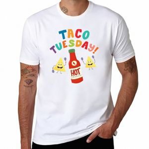타코 화요일! 핫 소스 티셔츠 애니메이션 빈칸 소년 흰색 여름 옷 남성 평범한 t 셔츠 t4wy#