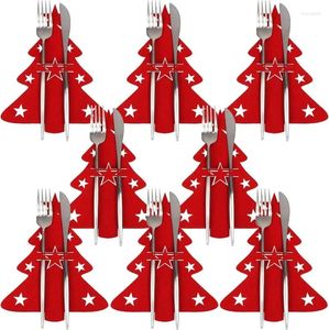 Depolama Çantaları 20/1pcs Noel Ağacı Çatal Bıçakları Kapaklar Noel Yeşil Kırmızı Bıçak Çatal Set Yıl Parti Dekor Sofra Tutucu Paspasılar