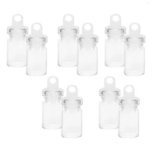 Vases 10 Pcs Miniature Pendant Wishing Bottle Glass Jar With Lid DIY Bottles Jars Lids