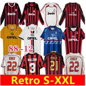 90 91 Retro Shirts Soccer Jerseys 95 96 97 Gullit 01 02 03 12 14 15 Maldini Van Basten Football Kaka Inzaghi 06 07 Pirlo Shevchenko Baggio Milans Jersey Long Sleeve