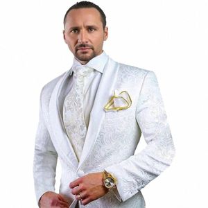 Formelle Anzüge für Männer Weißer Blazer Komplettset Männliche Kleidung Hochzeit Bräutigam Blazer 2 Stück Jacke Hosen Slim Fit Hohe Qualität 2024 W4WL #