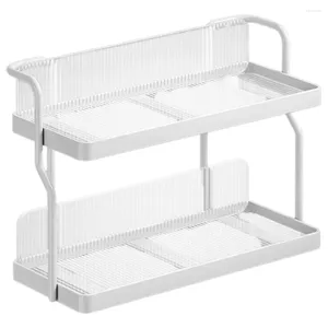 Kitchen Storage Double Shelf Shelve Cabinet Spice Rack Supplies Countertop Acrylic Double-layer Makeup