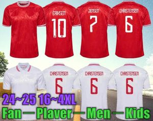 2024 Nuova Danimarca Maglia da calcio Euro Cup Squadra nazionale ERIKSEN DOLBERG CHRISTENSEN JENSEN 24 25 Maglia da calcio Uomo Bambini Kit Set completo Casa Rosso Away Bianco Uomo Uniforme 4XL