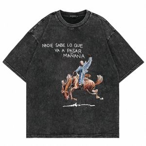 100% Cott T Shirt 2023 Bad Bunny Nadie Sabe T Shirts Funny Men/women T-Shirt Vintage Unisex Oversize Mineral W Tee Shirts G4UE#