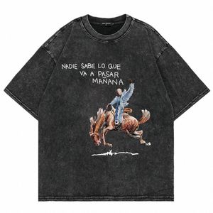 100％コットTシャツ2023バッドバニーNadie Sabe Tシャツ面白い男性/女性Tシャツビンテージユニセックス特大ミネラルW Tシャツg4ue＃