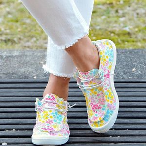 Casual Shoes Summer Women Canvas Fashion Flat Sneakers Printing Flower Breathable Vulcanized Women's Sports Running