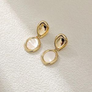 Dangle Earrings Minimalist Natural FreshWater Shell W/S925 Silver Ear Needle Stud Earringsl W/Brass14k Gold Filled Jewelry For Women