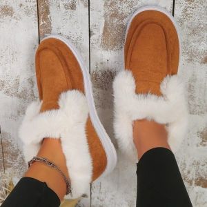 Buty 2023 Kobiety Buty Duży rozmiar 3643 Solid zamsz z pluszowymi mankietami Wygodne bawełniane buty mody fur