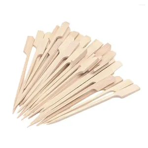 Forchette 100 pezzi bastoncini di bambù ecologici usa e getta 15 cm 18 cm 25 cm spiedini in legno naturale per barbecue domestico barbecue buffet strumenti