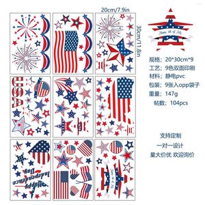 Adesivos de janela Adesivo do Dia da Independência Adesivo Eletrostático Bandeira Americana Porta de Vidro Decalque Decorativo