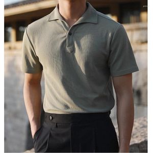 Herren-Polohemden, stilvolles britisches Retro-Poloshirt mit französischem Revers – Sommerkollektion, Business-Casual, kurzärmelig – Größen M-3XL – 6 Farben