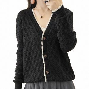 Trendy Lace Mom's Sweater para mulheres de meia idade elegante estilo bunda tops suéter jaqueta pulôver fino cardigan jaquetas n7Ch #