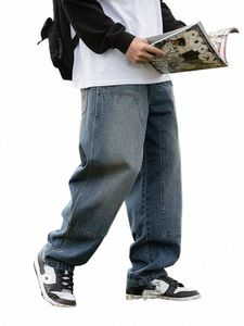 男性のトレンディなジーンズハーレムパンツカジュアルデニムパンツブルーパッチワークヒップホップジーンズルーズバギーストリートウェアメンズズボンマン服d3qa＃