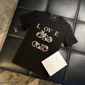 Designer Luxury Loes Classic Colorful Embroidery fashion brand short sleeves with the new 2024 summer high-end crew-neck T-shirt trendy loose