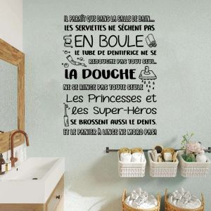 Stickers French Bathroom Rules Window Wall Decal Tooth Towel The Shower Inspirational Quote Wall Sticker Bath Toilet Home Decor