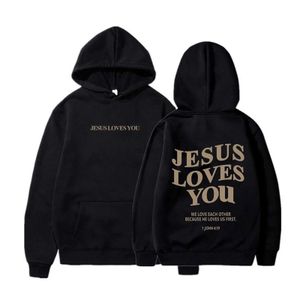 Women's Hoodies Sweatshirts Womens Jesus Loves You Printed Hooded Christian Bible Verse Pullover Casual Graphic 24328